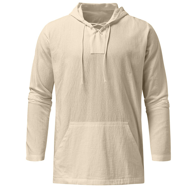 Lightweight Casual Mens Pullover - Laceup V Neck, Linen - Tophatter Daily Deals