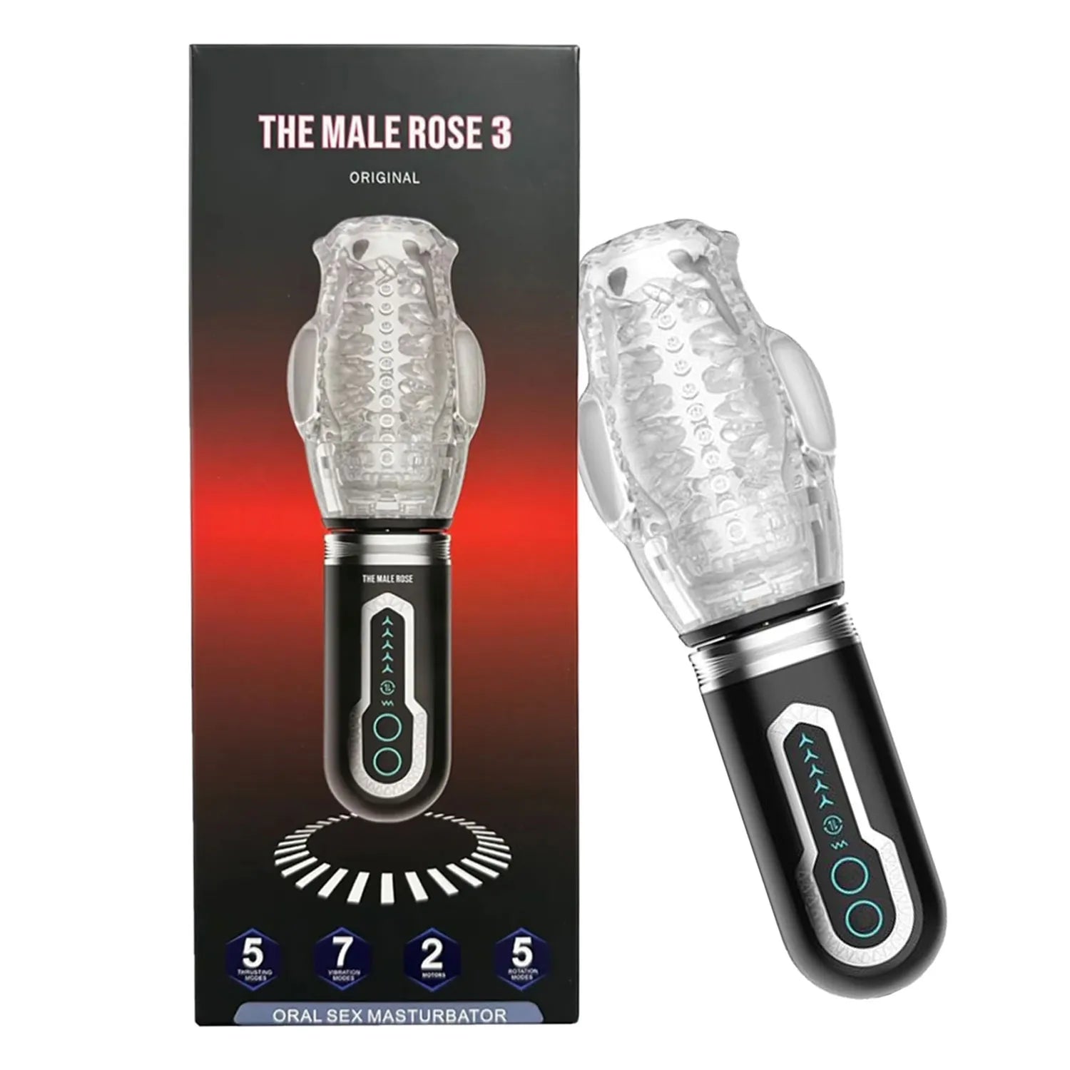 The Male Rose 3 – Rechargeable Thrusting Rotating Vibrating Masturbator > Sex Toys For Men > Masturbators > Vibrating - Tophatter Daily Deals