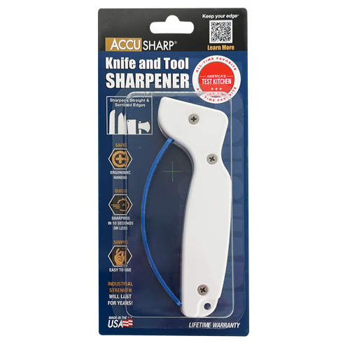 ACCUSHARP TWO STEP SHARPENER- SERRATED EDGES - Tophatter's Army Deals KNIVES - Tophatter Daily Deals
