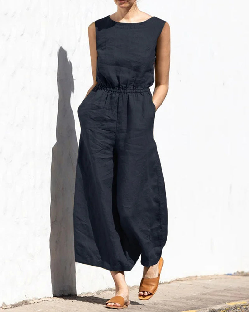 Wide Leg Long Jumpsuit Navy blue Jumpsuits & Rompers - Tophatter Daily Deals