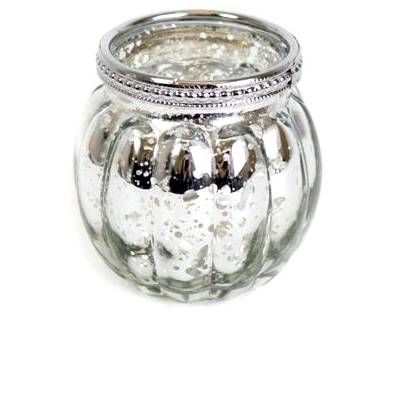 Antique Silver Ribbed Candle Pot Tealight Holder 8cm x 7cm Candle Holder - Tophatter Daily Deals