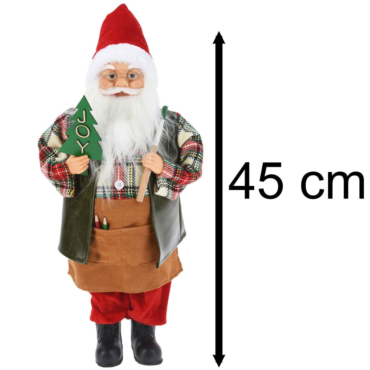 Workshop Standing Santa Figure | Traditional Father Christmas Ornament - 45cm Ornament - Tophatter Daily Deals