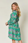 Double Take Full Size Printed Long Sleeve Dress Casual Dresses - Tophatter Daily Deals