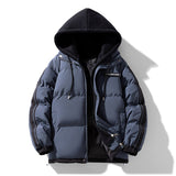 Insulating Men's Hooded Puffer Jacket - Boxy Polyester Gray 3D Changing Face Moving Picture Frame - Tophatter Daily Deals