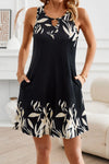 Printed Wide Strap Mini Dress with Pockets Casual Dresses - Tophatter Daily Deals