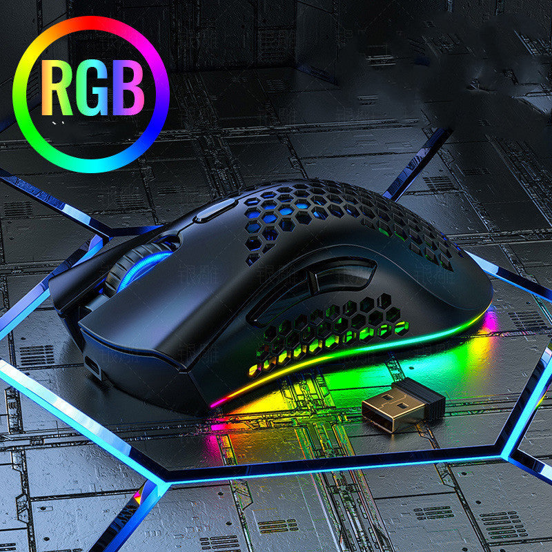 BLACK Silent Wireless Rechargeable Hole Gaming Mouse Black 0 - Tophatter Daily Deals