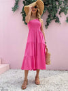 Smocked Single Shoulder Sleeveless Dress Hot Pink Casual Dresses - Tophatter Daily Deals