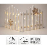 Snowflake LED Light Up Christmas Tree Fence | White Wooden Picket Fence Skirt | Festive Xmas Tree Decoration - 76 x 38cm Tree Skirt - Tophatter Daily Deals