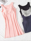 Round Neck Wide Strap Mini Tank Dress with Bra Casual Dresses - Tophatter Daily Deals