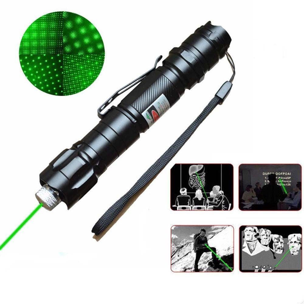 Green Laser Pointer Pen W/Clip High Power Military Grade 10 Miles + Star Cap + Battery + Charger 532nm Laser - Tophatter Daily Deals