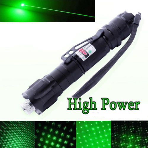 Green Laser Pointer Pen W/Clip High Power Military Grade 10 Miles + Star Cap + Battery + Charger 532nm Laser - Tophatter Daily Deals