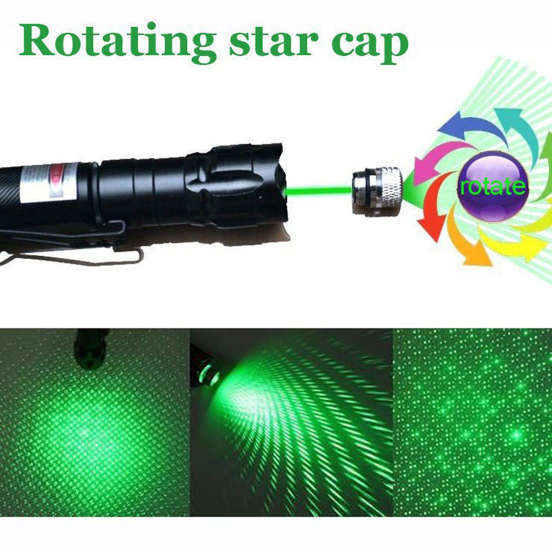 Green Laser Pointer Pen W/Clip High Power Military Grade 10 Miles + Star Cap + Battery + Charger 532nm Laser - Tophatter Daily Deals