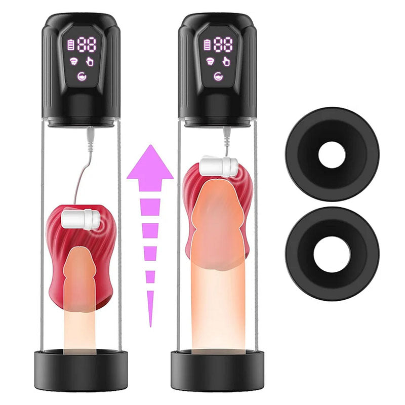 Alexander- 7 Vibrating & 5 Sucking Penis Pump Vacuum Suction Male Penis Extender Red Penis Pumps - Tophatter Daily Deals