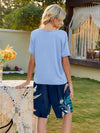 Short Sleeve Top and Printed Shorts Lounge Set Loungewear Sets - Tophatter Daily Deals