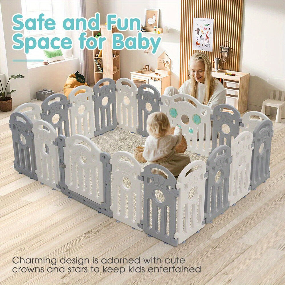 Kids Playpen 18-Panel Baby Safety Gate Fence Baby & Kids > Baby & Kid's Toys > Outdoor Play Equipment - Tophatter Daily Deals