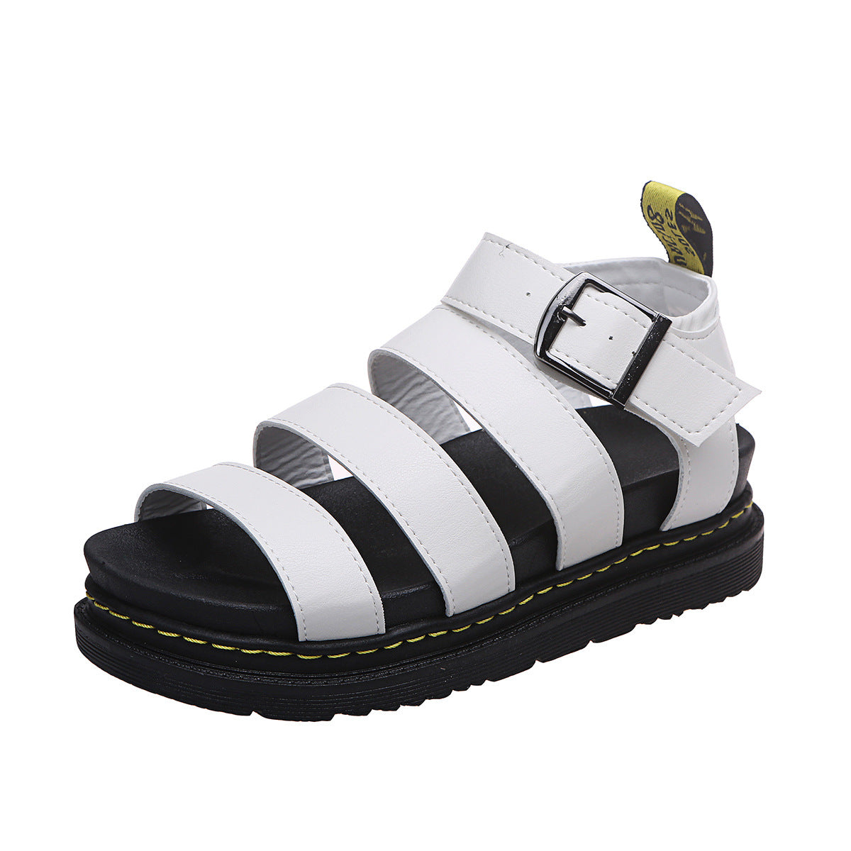 Buckle Sandals Flat PlatformThick Bottom Shoes Women Summer White 0 - Tophatter Daily Deals
