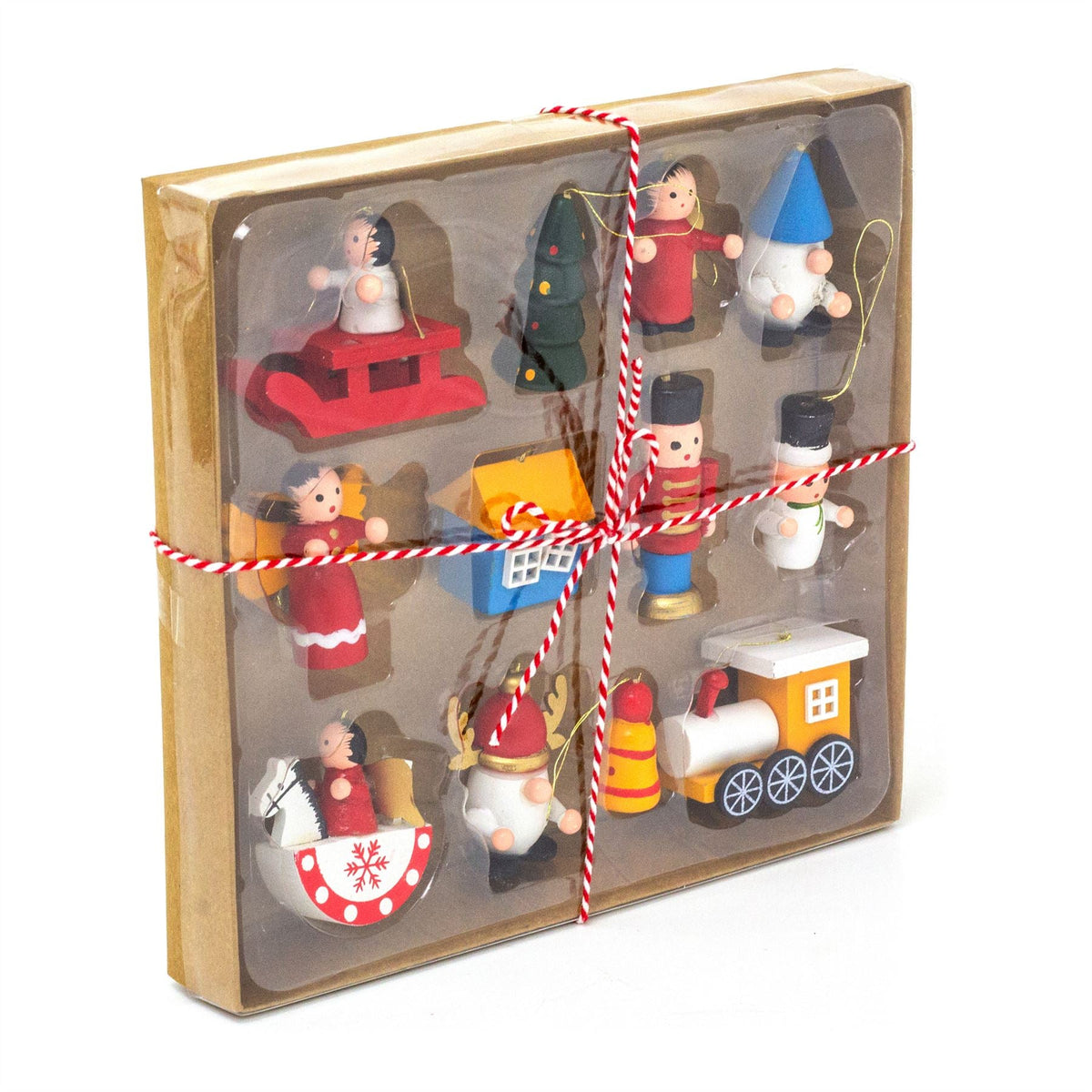 12-Piece Wooden Christmas Tree Ornaments | Traditional Tree Hanging Decorations Baubles - Tophatter Daily Deals