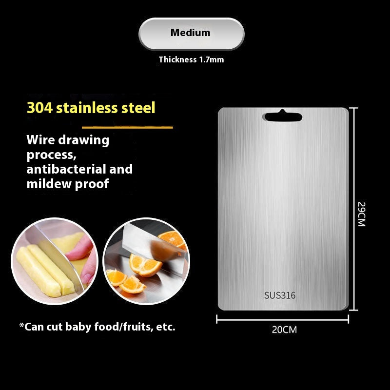 316 Stainless Steel Thickened Cutting Board Oversized Mildew-proof Household Kitchen Panel 316 Students Can Use 29 X20cm Square 0 - Tophatter Daily Deals