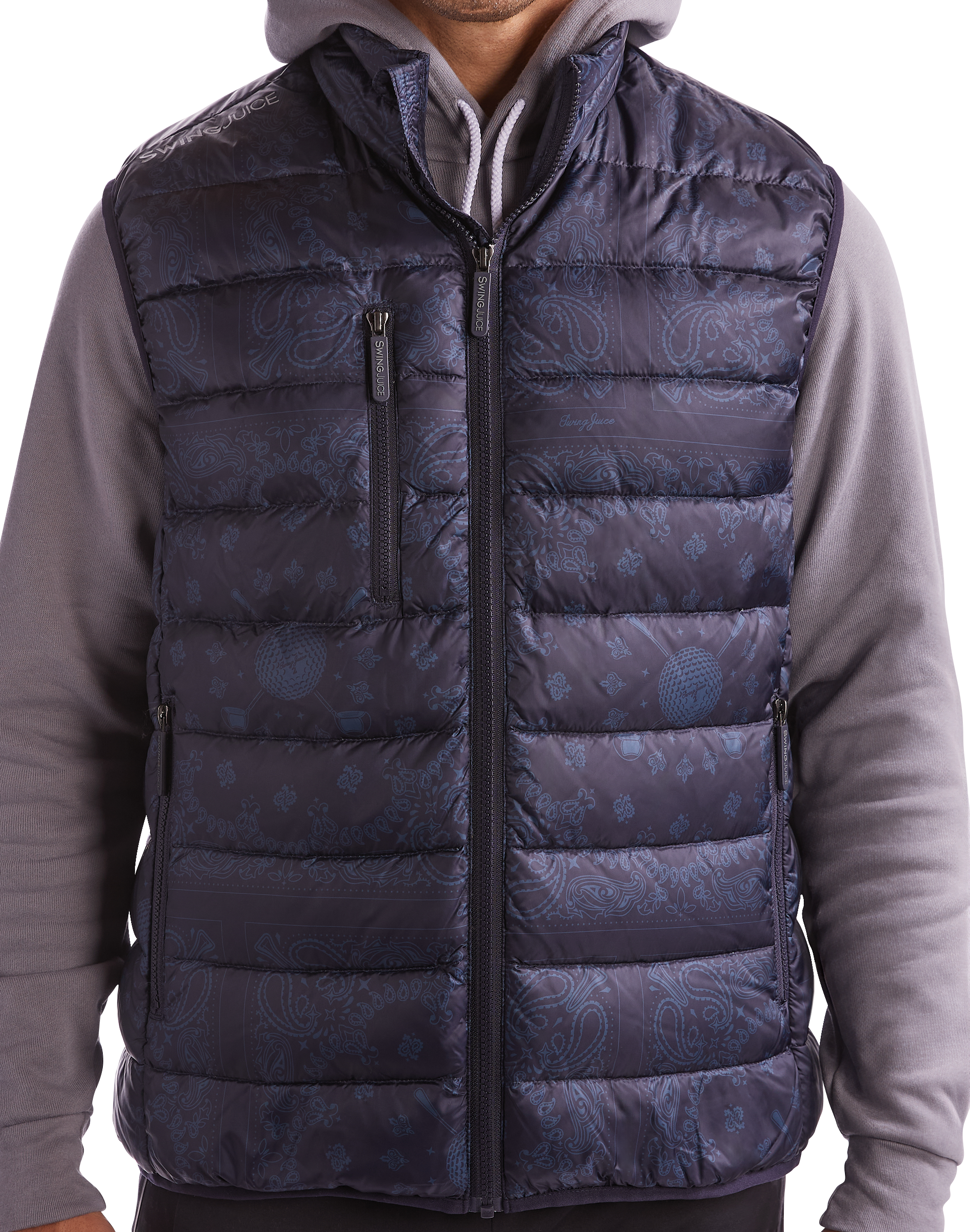 SwingJuice Golf Bandana Men's Packable Puffer Vest Navy Vests - Tophatter Daily Deals