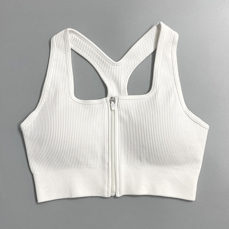 Autumn And Winter New Products Zipper Sports Underwear Women White bra 0 - Tophatter Daily Deals
