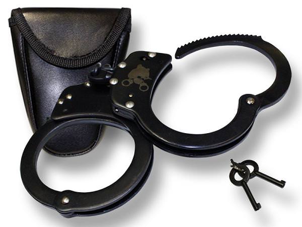 Black Double Lock Handcuffs With Carry Case Collectible Weapons - Tophatter Daily Deals