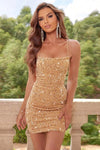 Sequined Lace-Up Backless Mini Dress Chartreuse Cocktail Dresses - Tophatter Daily Deals