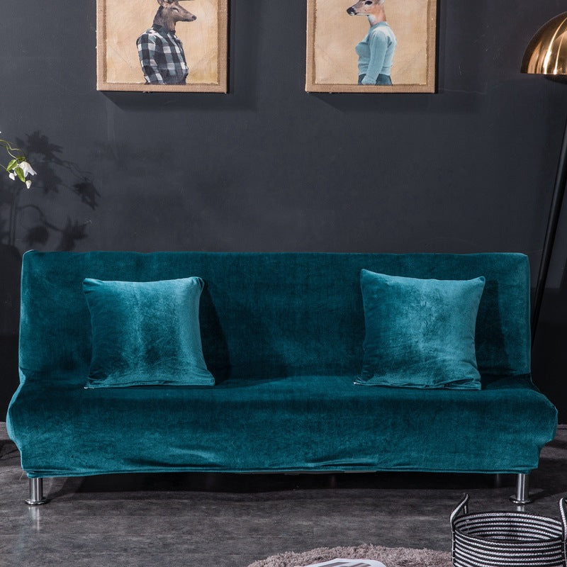 All-inclusive Silver Fox Velvet Armless Folding Sofa Bedspread Sapphire Blue 0 - Tophatter Daily Deals