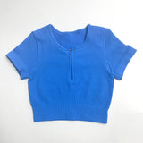 Autumn And Winter New Products Zipper Sports Underwear Women Royal blue short sleeves 0 - Tophatter Daily Deals