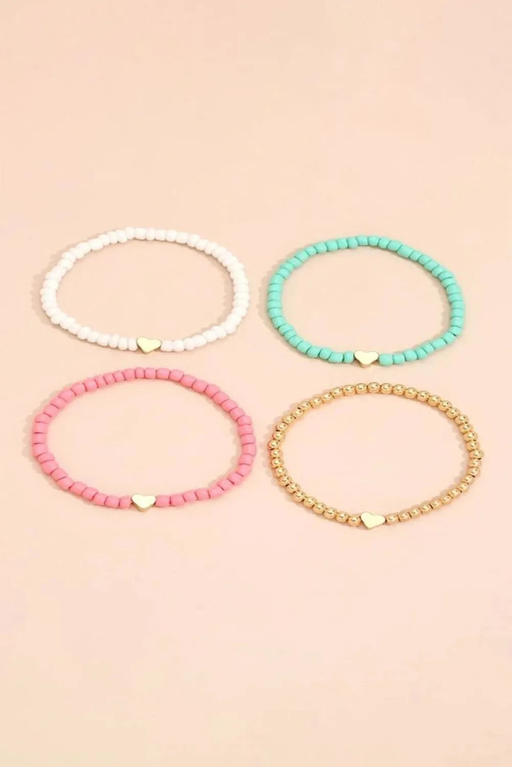 Pink Valentine Heart Beaded Layered Bracelet Bracelets - Tophatter Daily Deals