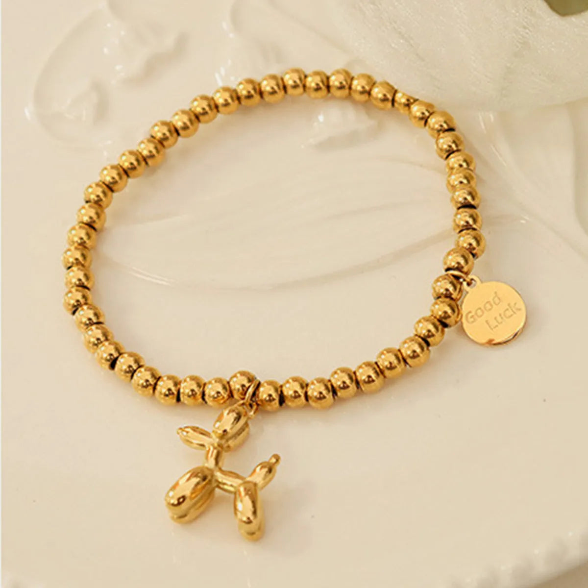 18K Gold-Plated Titanium Steel Puppy Shape Charm Bracelet Bracelets - Tophatter Daily Deals