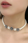Rose Beaded Lobster Clasp Necklace White One Size Necklaces - Tophatter Daily Deals
