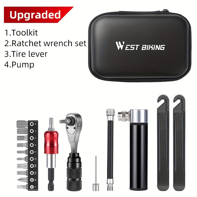 Bike Repair Tool Kit with Pump and Bag Bicycle Accessories - Tophatter Daily Deals