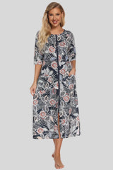 Printed Slit Night Dress with Pockets Sleep Dresses - Tophatter Daily Deals