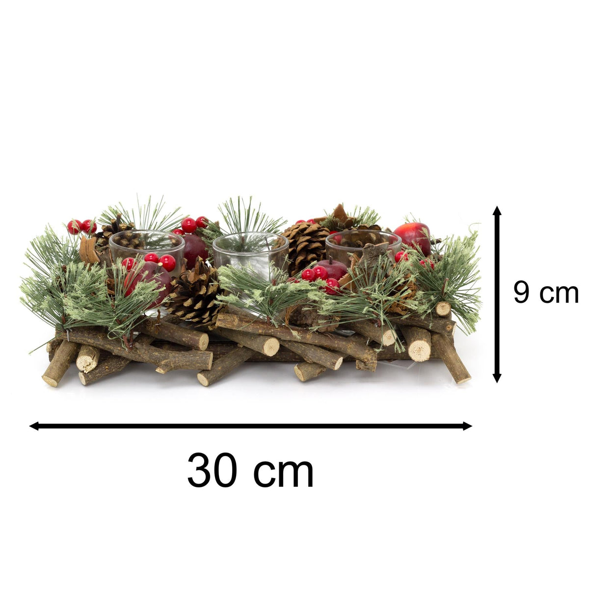 Handcrafted Christmas Triple Tealight Candle Holder ~ Xmas Table Centrepiece Candle Holder - Tophatter Daily Deals