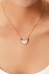 Stainless Steel Semi Circle Pendant Necklace White One Size Necklaces - Tophatter Daily Deals