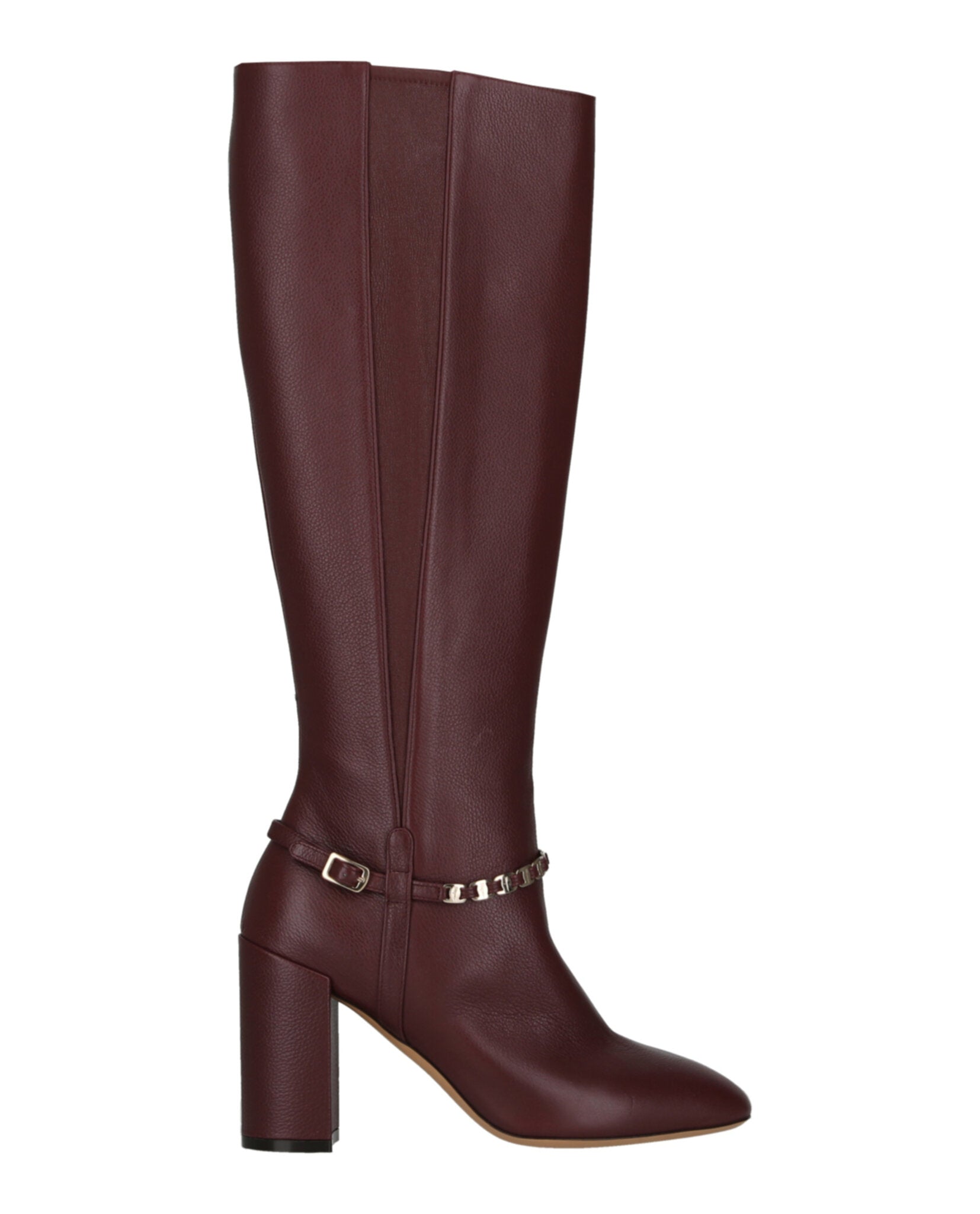 Ferragamo Triba Leather Knee-High Boots Burgundy Footwear - Tophatter Daily Deals