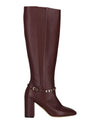 Ferragamo Triba Leather Knee-High Boots Burgundy Footwear - Tophatter Daily Deals