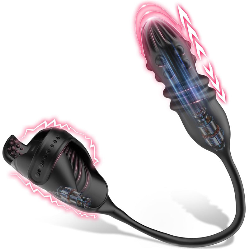 Acmejoy – Thrusting & Vibrating Glans Trainer for Intense Penis and Anal Stimulation Black Anal Toys - Tophatter Daily Deals