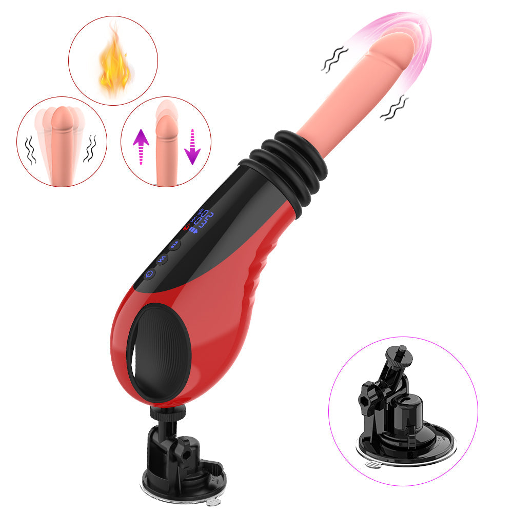 Acmejoy - 9 Thrusting Vibrating Heating Dildo Sex Machine Red Dildos - Tophatter Daily Deals