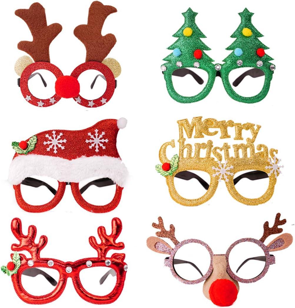 Glitter Party Glasses - Christmas Glitter Party Glasses, 12 Pack Novelty Xmas Eyeglasses Fancy Dress Costume Decoration for Kids Adults 6 Pack Christmas - Tophatter Daily Deals