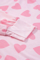 Heart Print Round Neck Top and Shorts Lounge Set Loungewear Sets - Tophatter Daily Deals