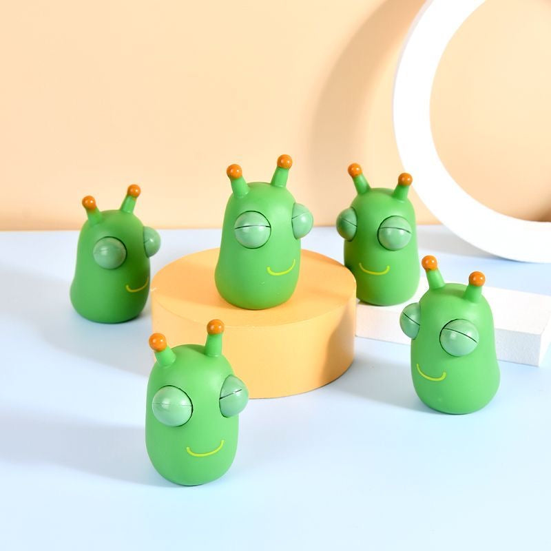 12PCS Funny Grass Worm Pinch Toy, Green Eye Bouncing Worm Squeeze Toy, Novelty Fun Squeeze Stress Relief Toys For Adults Kids Gift Cool Gadgets 5 - Tophatter Daily Deals