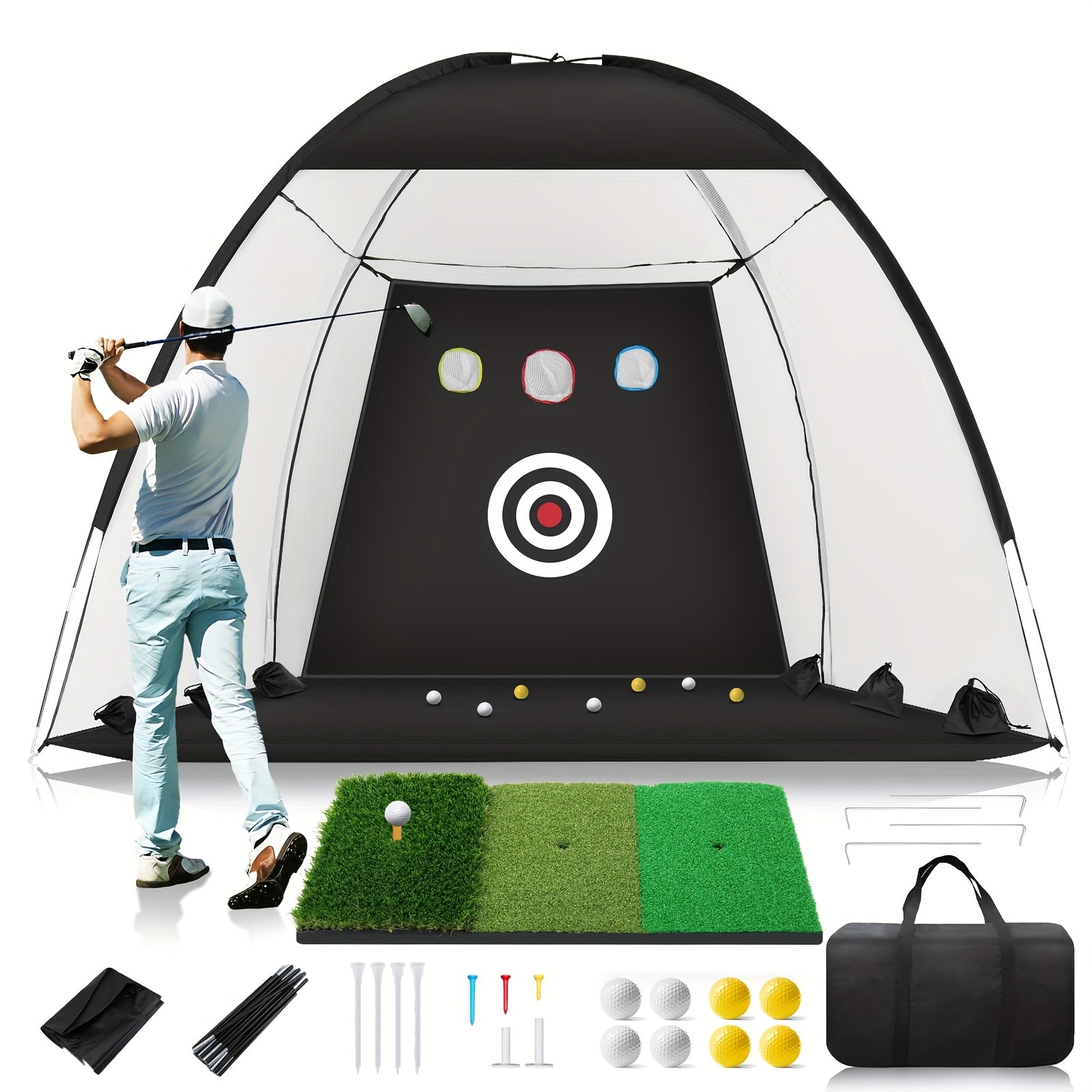 Golf Practice Net with Mat & Target Golf Equipment - Tophatter Daily Deals