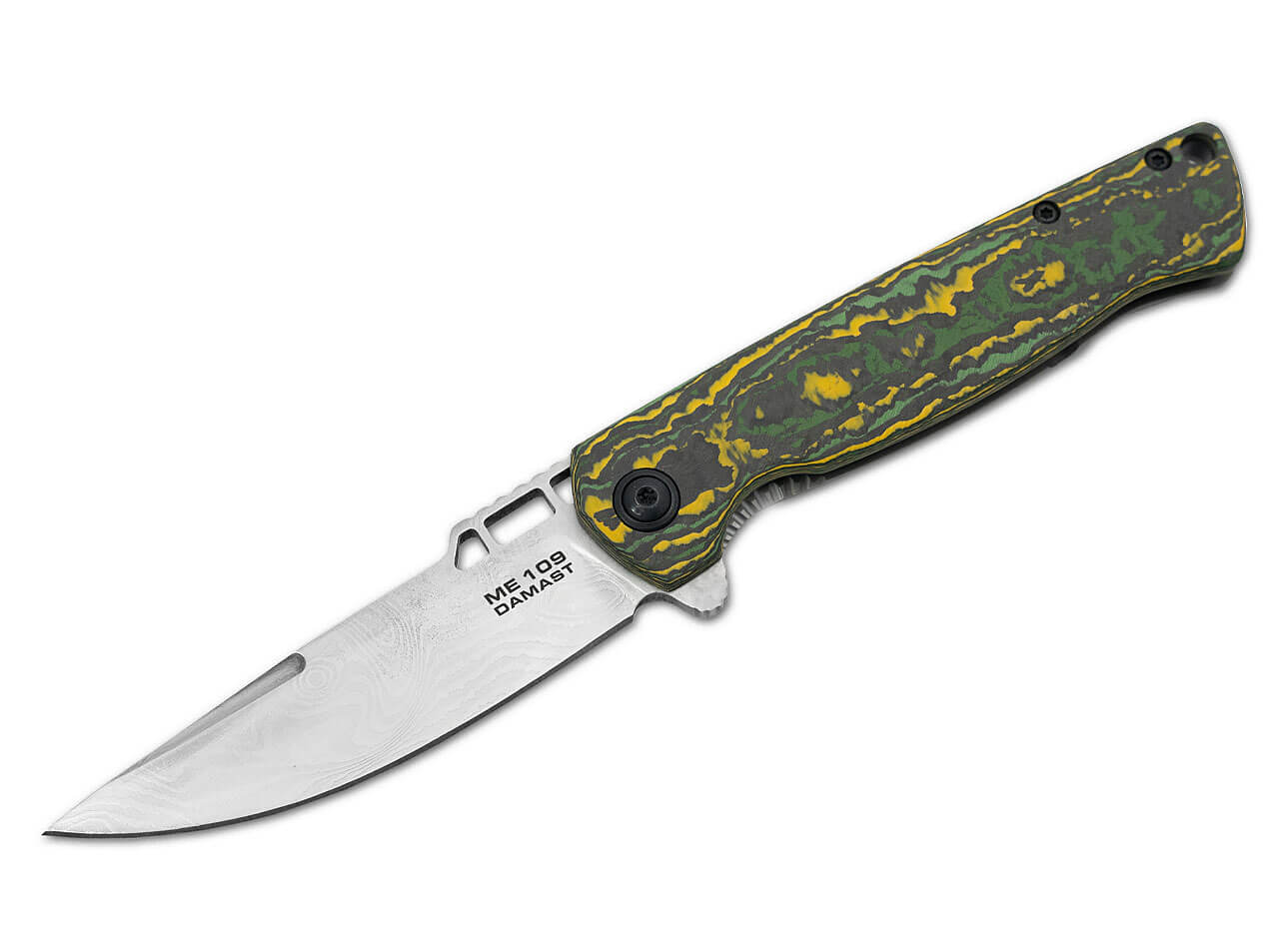 Boker ME 109 Damast - Damascus Blade - Toxic Storm Fat Carbon Scale - 01BO909DAM Knives - Tophatter Daily Deals