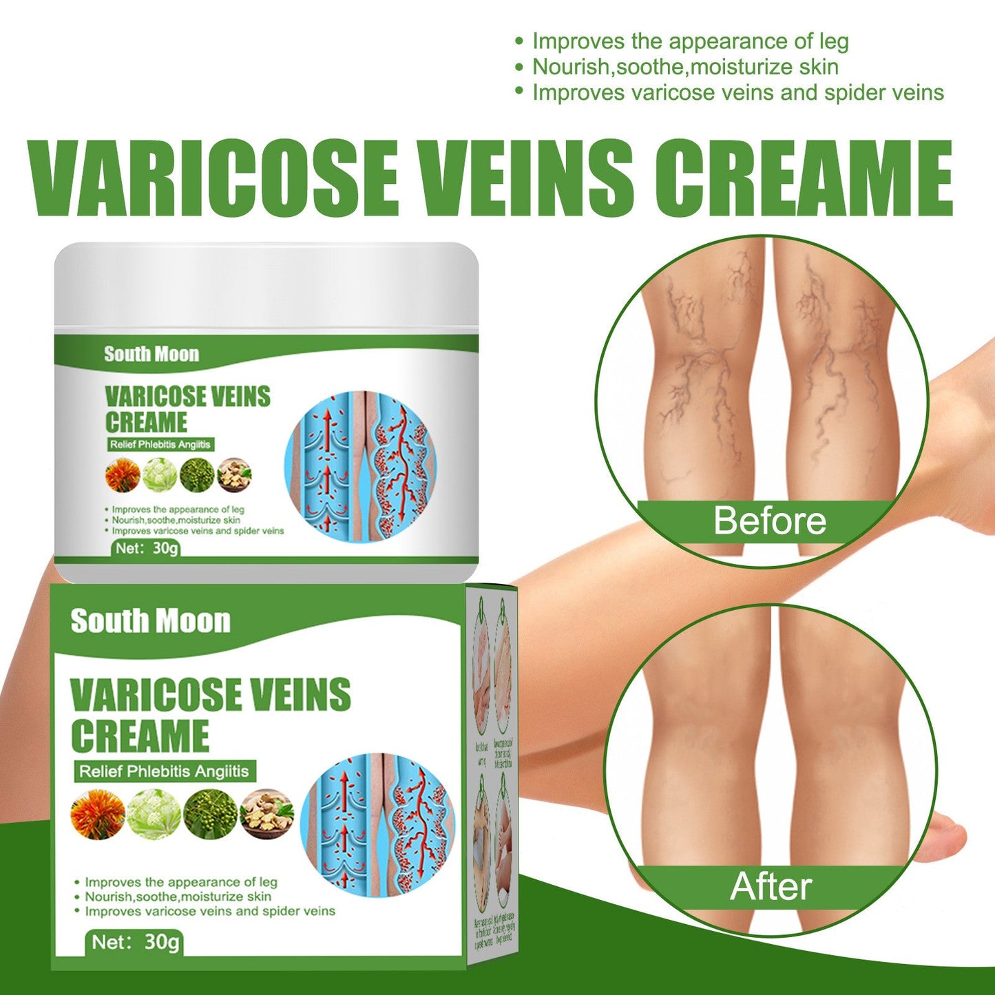 Blue Veins Bulging Pain Relief Leg Massage Cream 0 - Tophatter Daily Deals