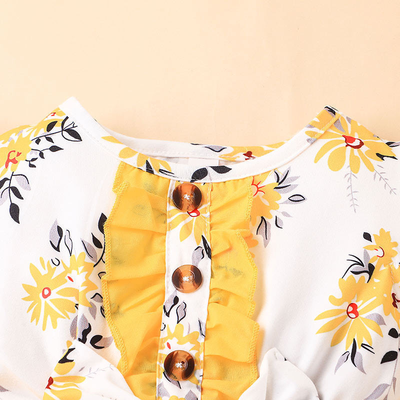 Baby Girl Printed Mesh Sweet And Cute Flying Sleeve Dress Children's Clothes Summer Skirt 0 - Tophatter Daily Deals