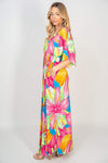 White Birch Printed V-Neck Maxi Dress with Pockets Casual Dresses - Tophatter Daily Deals