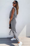 Padded Shoulder Top and Joggers Lounge Set Loungewear Sets - Tophatter Daily Deals