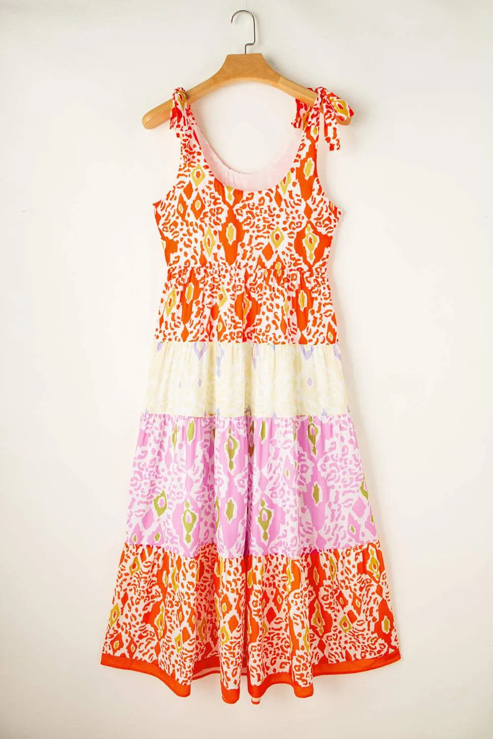 Tied Leopard Scoop Neck Sleeveless Midi Dress Casual Dresses - Tophatter Daily Deals
