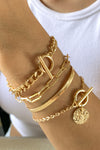 Gold 5pcs Rhinestone Chain Bracelet Set Bracelets - Tophatter Daily Deals